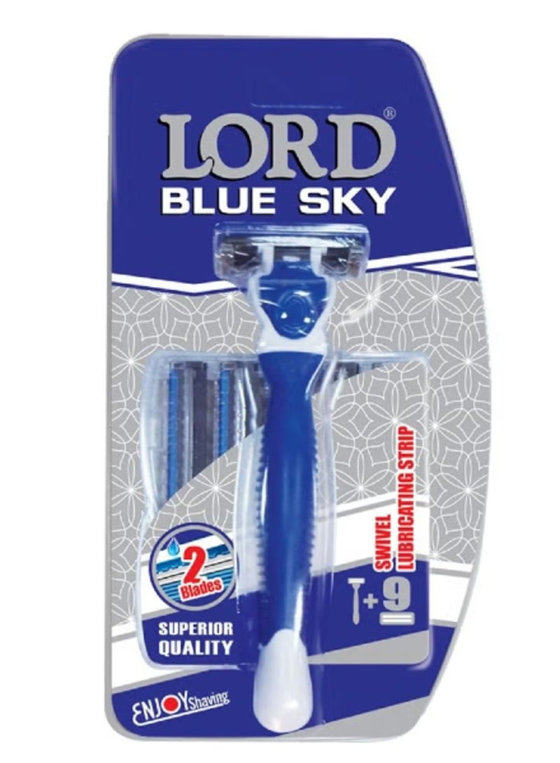 Lord Blue Sky Disposable Razor – 2 Blades with 9 Spare Cartridges