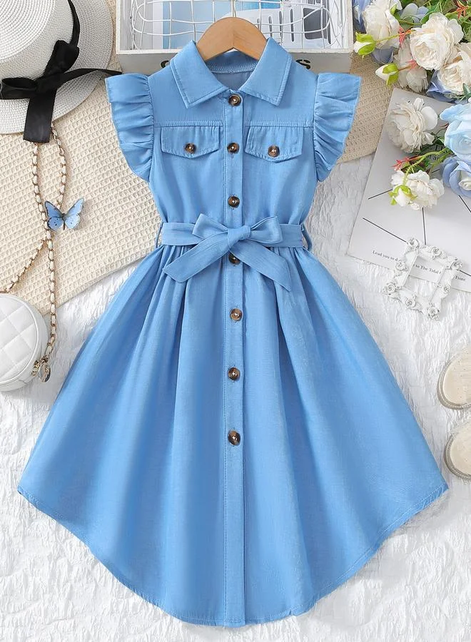 Take Two Take Two Solid Button Front Belted Dress