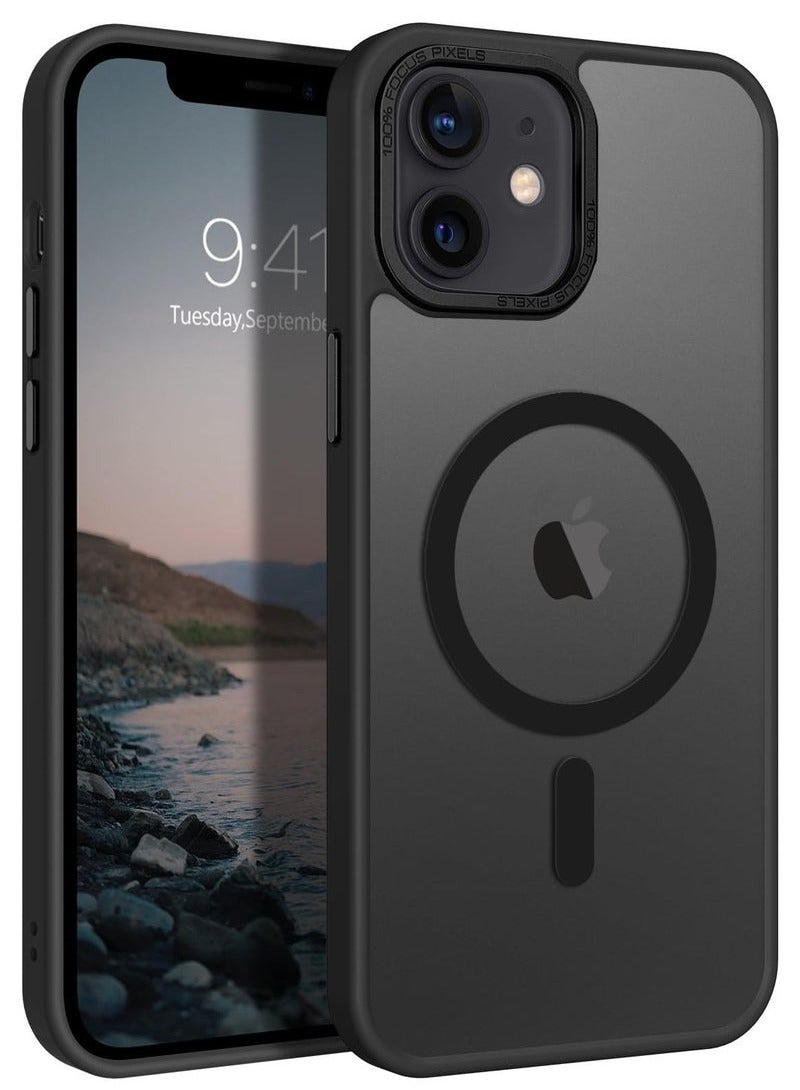 URBBKING iPhone 12/ 12 Pro Magnetic MagSafe Case,【Full Shockproof Protection】Translucent Matte Back, Slim Phone Cover with Strong Magnet for Apple 12/ 12 Pro (2020)(Black)  - Image 1