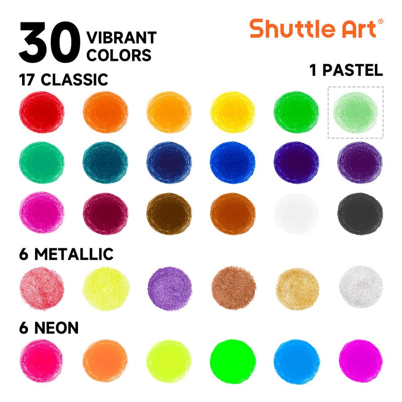 Shuttle Art Tempera Paint Sticks - 30 Solid Colours - Quick Drying - Works Great on Paper, Wood, Glass, Ceramic, Canvas - Image 2