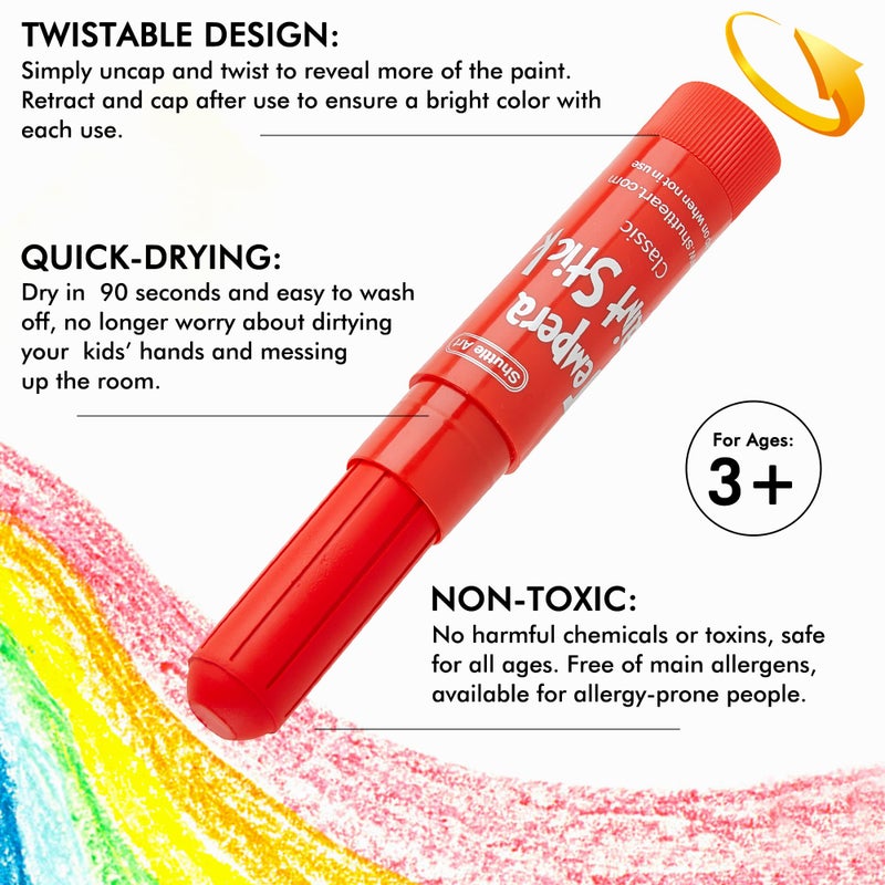 Shuttle Art Tempera Paint Sticks - 30 Solid Colours - Quick Drying - Works Great on Paper, Wood, Glass, Ceramic, Canvas - Image 4