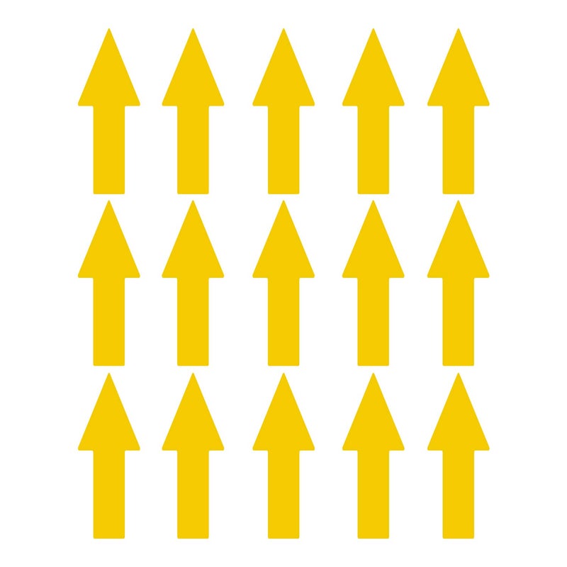 LiteMark Arrow Stickers Durable Gloss Yellow Decal  Ideal for Floors Signs Walls Smooth Surfaces in Office School Warehouse Industrial Setting Pack of 15 Arrows
