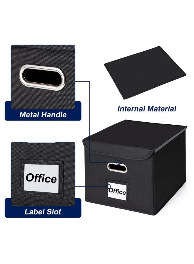 CADONO File Organizer Box with Lid, Large Hanging File Folder Organizer with Plastic Slide, Collapsible Portable Filing Storage Boxes for Office/Decor/Home (Navy Blue, 14.9 x 12.59 x 10.8 inch) - Image 4