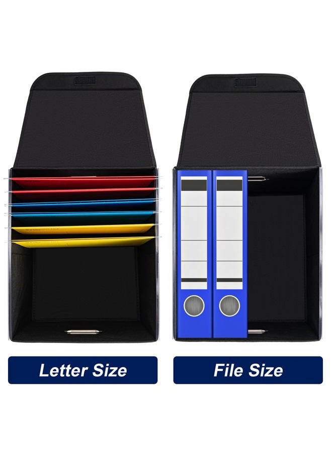 CADONO File Organizer Box with Lid, Large Hanging File Folder Organizer with Plastic Slide, Collapsible Portable Filing Storage Boxes for Office/Decor/Home (Navy Blue, 14.9 x 12.59 x 10.8 inch) - Image 5