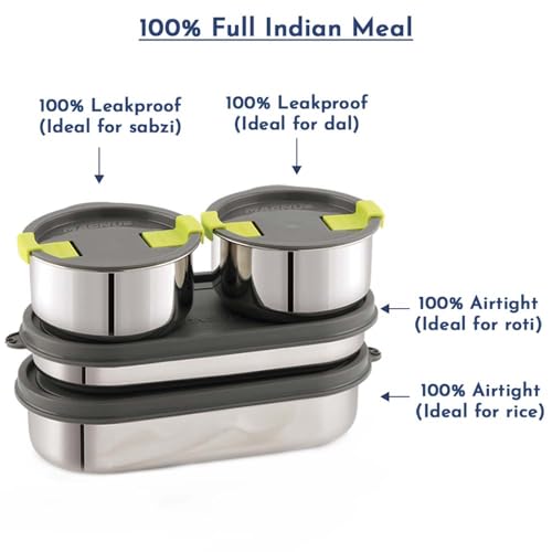 Magnus Lunch Box for Office Use | Olive-4 Prime Steam Lock Stainless Steel Tiffin Box for Men | Leak-Proof & Airtight Containers Tiffin Box for Women | Ideal for Office, School & Travel - Image 5