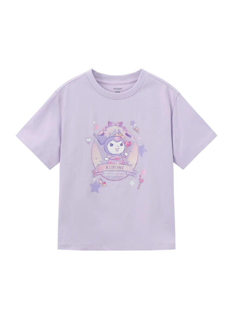 Balabala Purple Kids Girls Round v-neck short-sleeved T-shirt for Women | Best Price UAE