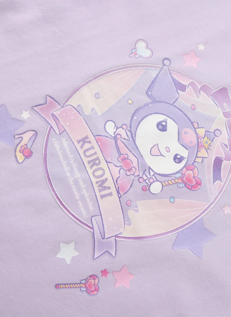 Balabala Purple Kids Girls Round v-neck short-sleeved T-shirt for Women | Best Price UAE