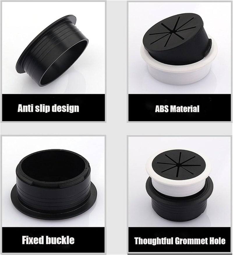 ChicAbode 6 Pcs Desk Grommet, Flexible Cable Hole Covers, with Hole Saw, Easy Installation, for Office and Home, Black, 2 Inch, 50mm - Image 4