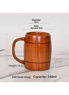 Origin Supply Round Solid Wood Mug Wooden Creative Water Cup General Insulation Wooden Cup Large Quantity Excellent Price-Color:340ml Beer Mug (aa Includes Separate Carton)-Capacity:150-500m