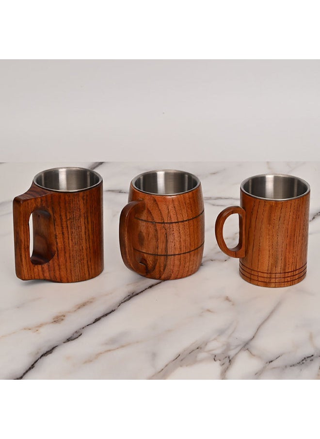 Generic - Origin Supply Round Solid Wood Mug Wooden Creative Water Cup General Insulation Wooden Cup Large Quantity Excellent Price-Color:340ml Beer Mug (aa Includes Separate Carton)-Capacity:150-500m - Image 1