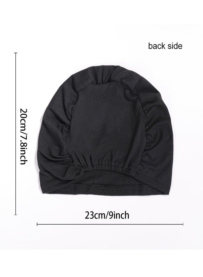 GUSGU 4pcs Stretchy Turban Beanie for Women Polyester Stretch Head Scarf Beanie Skull Cover Cap Headwrap Headwear, Assorted Colors - Image 2