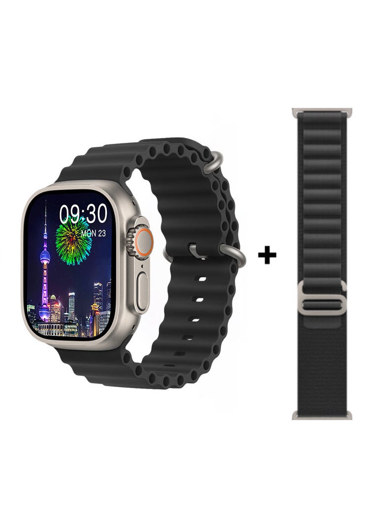 HW - All New HW9 ULTRA MAX SmartWatch Series 8 With A Full Screen Wireless Charging, Supports GPS With An Extra Bracelet, Size Of 2.2 Inch - BLACK - Image 1