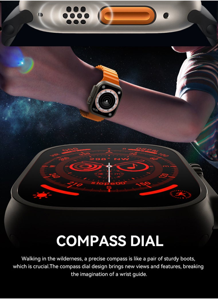 HW - All New HW9 ULTRA MAX SmartWatch Series 8 With A Full Screen Wireless Charging, Supports GPS With An Extra Bracelet, Size Of 2.2 Inch - BLACK - Image 1
