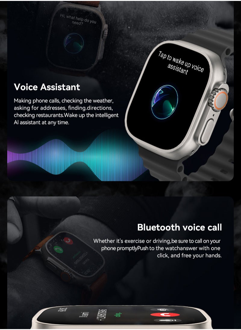 HW - All New HW9 ULTRA MAX SmartWatch Series 8 With A Full Screen Wireless Charging, Supports GPS With An Extra Bracelet, Size Of 2.2 Inch - BLACK - Image 1