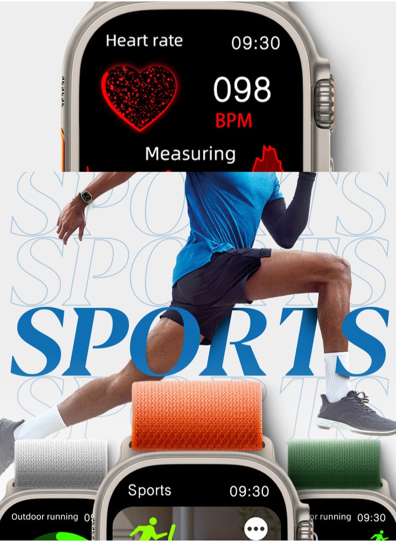 HW - All New HW9 ULTRA MAX SmartWatch Series 8 With A Full Screen Wireless Charging, Supports GPS With An Extra Bracelet, Size Of 2.2 Inch - BLACK - Image 1