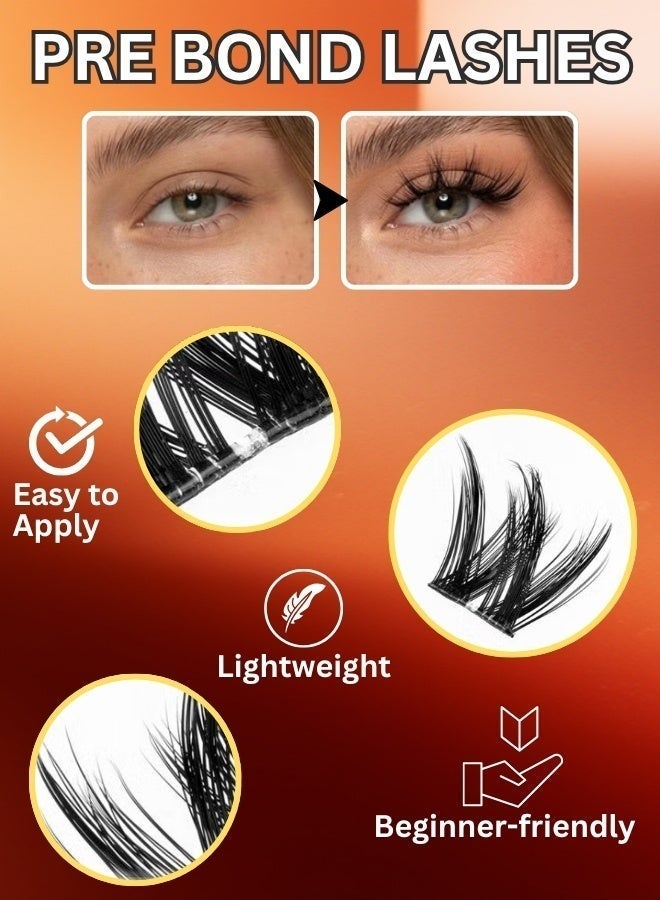 Kanza Pre Bond Type Lashes Kit with Tweezers Self Adhesive Eyelashes Eyelash Clusters Kit, False Eyelashes Pre Glued Spiky Lash Clusters Spike Lashes No Glue Needed Lash Clusters for Beginners and Salon use Press On DIY Lash Extension Eye Makeup Kit Falselashes 10-16mm Size 90 Pcs - Image 3