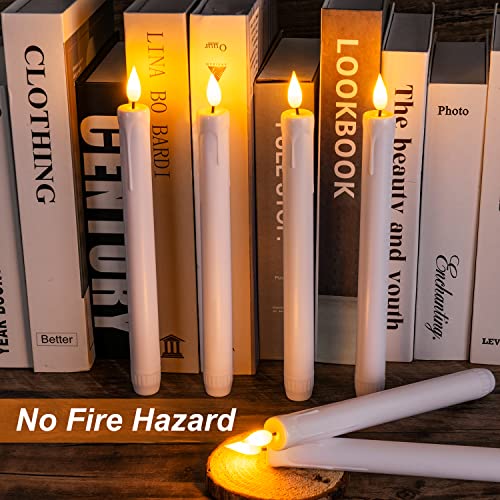 Homemory 6 Pcs Flameless Taper Candles with Remote, Timer, Dimmer, 9.6 Inches Plastic White Led CandleSticks with Flickering Light, Battery Operated Window Candles for Halloween Christmas Decoration - Image 4