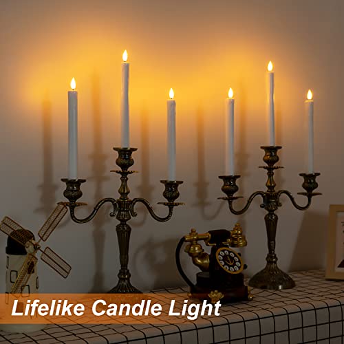 Homemory 6 Pcs Flameless Taper Candles with Remote, Timer, Dimmer, 9.6 Inches Plastic White Led CandleSticks with Flickering Light, Battery Operated Window Candles for Halloween Christmas Decoration - Image 5