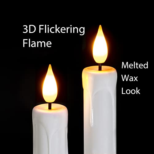 Homemory 6 Pcs Flameless Taper Candles with Remote, Timer, Dimmer, 9.6 Inches Plastic White Led CandleSticks with Flickering Light, Battery Operated Window Candles for Halloween Christmas Decoration - Image 2