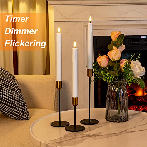 Homemory 6 Pcs Flameless Taper Candles with Remote, Timer, Dimmer, 9.6 Inches Plastic White Led CandleSticks with Flickering Light, Battery Operated Window Candles for Halloween Christmas Decoration - Image 3