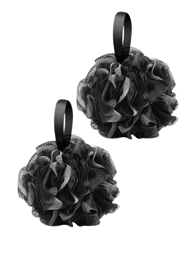 TRENZ Bath Sponge Shower Puff Shower Loofah for Adults Men Women Bath Body Exfoliating Scrub Black 2 Piece  - Image 1