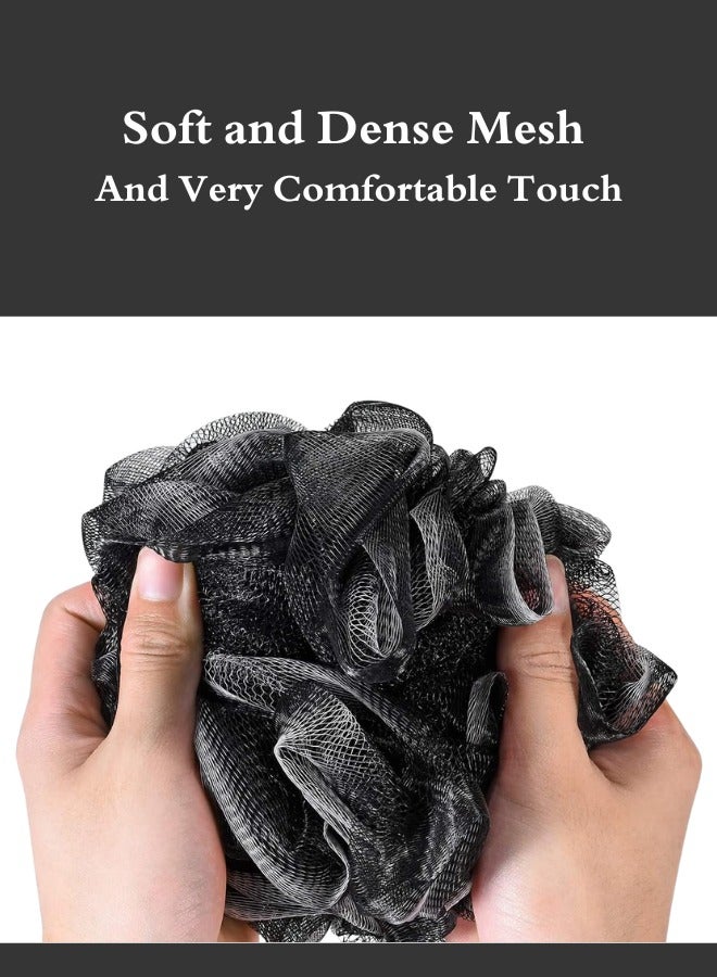 TRENZ Bath Sponge Shower Puff Shower Loofah for Adults Men Women Bath Body Exfoliating Scrub Black 2 Piece  - Image 3