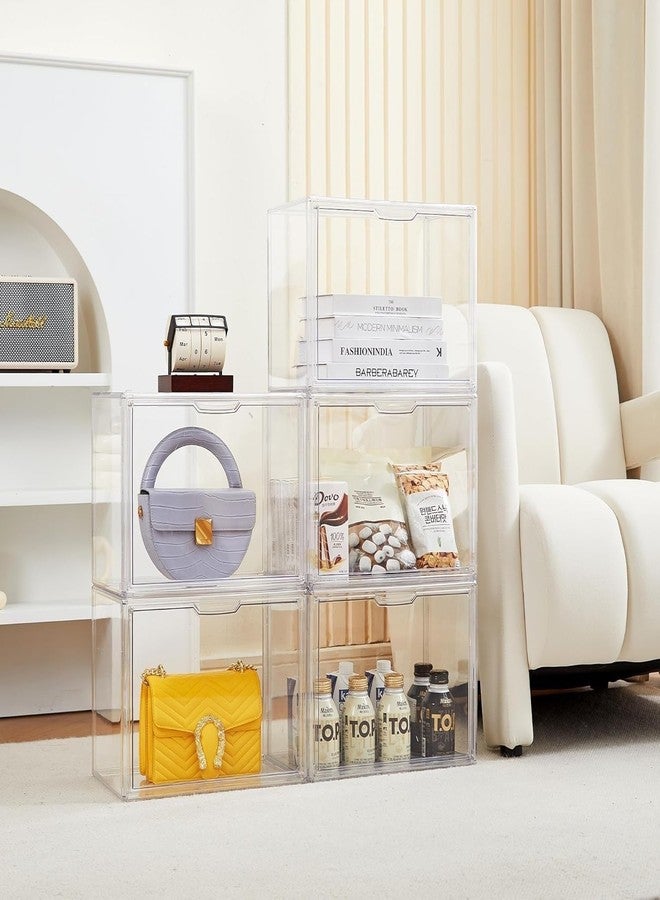 ZLLZUU Clear Storage Bins with Lids, 2 Pack Acrylic Display Case with Magnetic Door for Cosmetic Collectibles Large Figures Models, Stackable Acrylic Storage Box for Home Office Living Room Dorm - Image 5