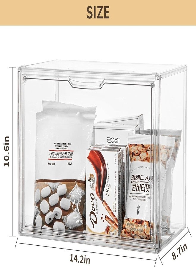 ZLLZUU Clear Storage Bins with Lids, 2 Pack Acrylic Display Case with Magnetic Door for Cosmetic Collectibles Large Figures Models, Stackable Acrylic Storage Box for Home Office Living Room Dorm - Image 2