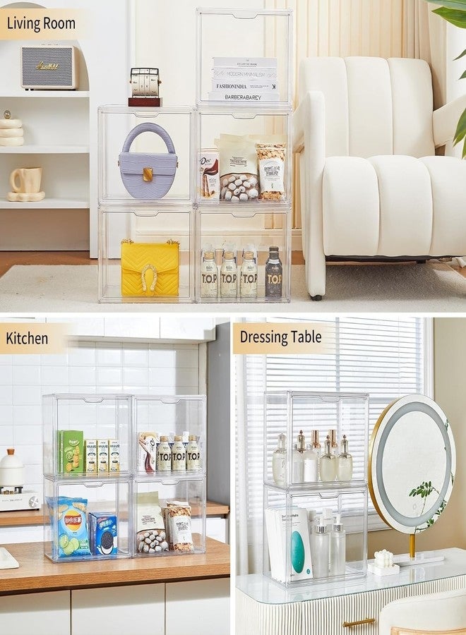 ZLLZUU Clear Storage Bins with Lids, 2 Pack Acrylic Display Case with Magnetic Door for Cosmetic Collectibles Large Figures Models, Stackable Acrylic Storage Box for Home Office Living Room Dorm - Image 4