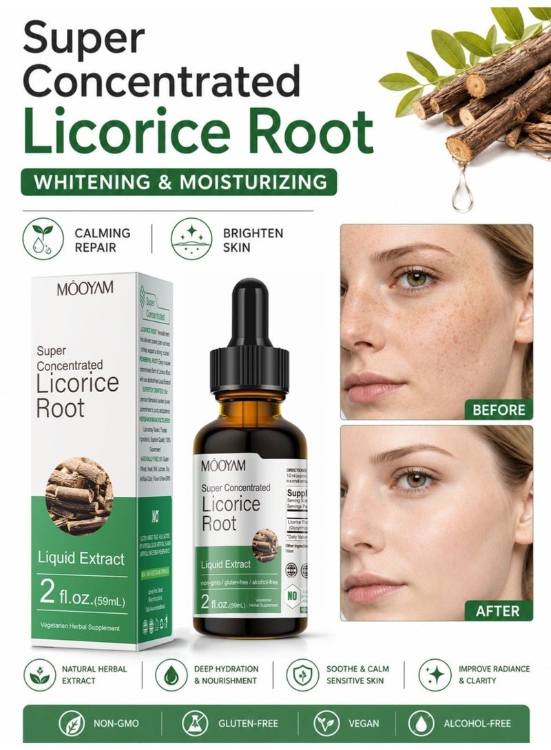 MOOYAM Beauty Herbal Licorice Root Serum RepairSkin Firming Facial Whitening Brightening Serum for Face，Organic Licorice Root Whitening Skin Care Serum 59ML - Image 2