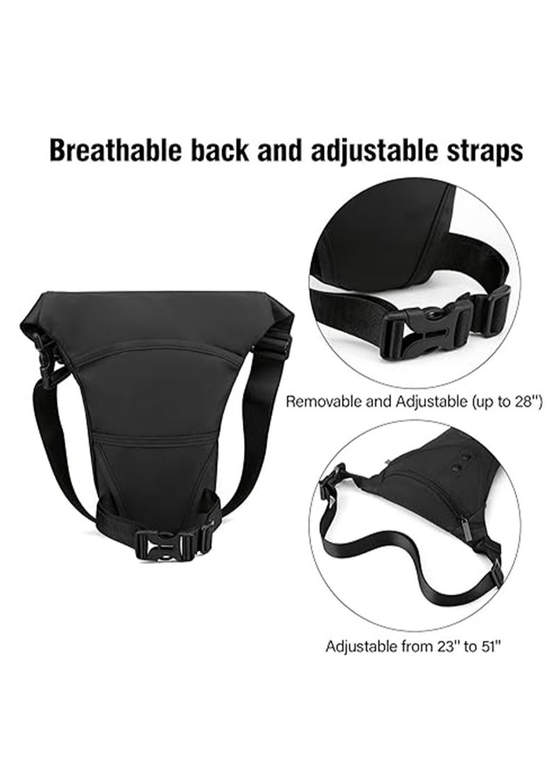 SYOSI - Leg Bag for Men Packs, Women Men’s Outdoor Thigh Bags Motorcycle Ride Sling Bag for Camping Hiking Cycling Riding, Multifunctional Outdoor Cycling Gaiter Waist Bag, Black, 1 Pcs - Image 1