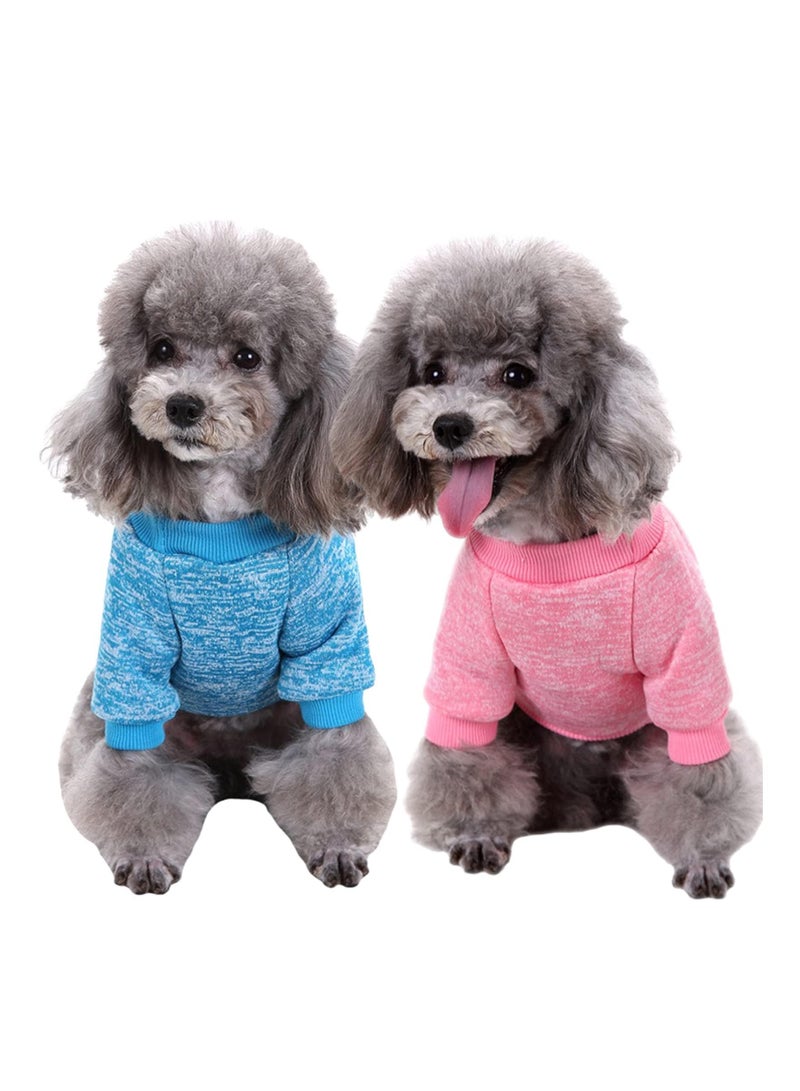Excefore Pet Dog Sweater, 2 Pack Pet Dog Classic Knitwear Sweater Soft Thickening Warm Pup Dogs Shirt Winter Puppy Sweate, Doggie Sweatshirt, X-Small Pink+Light blue - Image 2