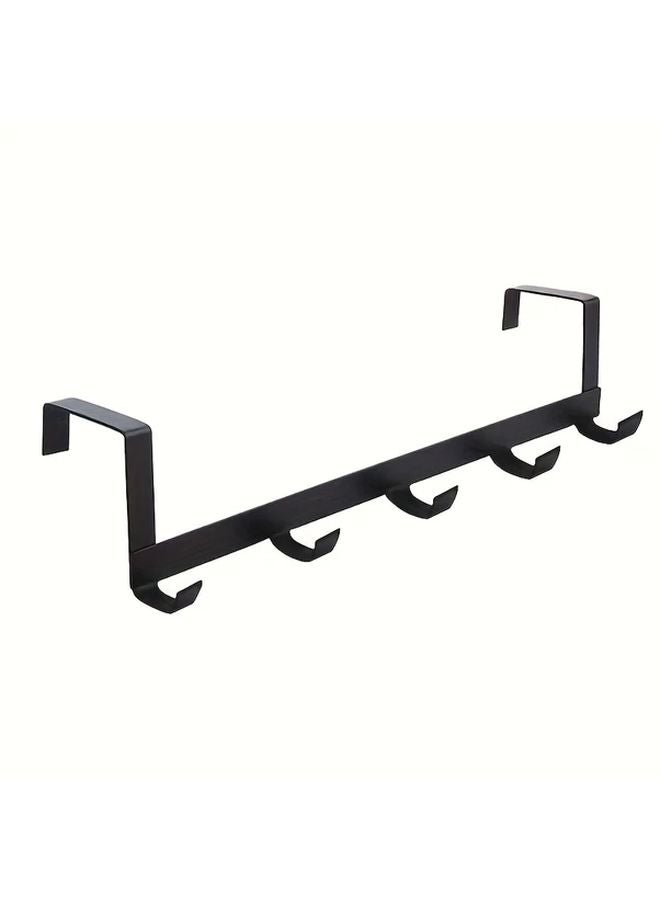 Modern Wall Mounted Door Hook Rack 5 Hooks Black Easy Install For Towels Clothes Storage - Image 5