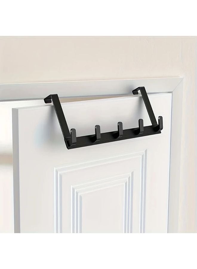 Modern Wall Mounted Door Hook Rack 5 Hooks Black Easy Install For Towels Clothes Storage - Image 3