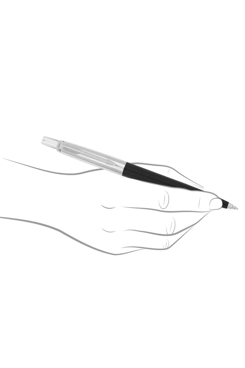 باركر قلم باركر جوتر القياسي | لون الحبر أزرق | هيكل أسود مع حواف من الكروم، قلم حبر جاف بخاصية النقر | قلم كتابة سلس للطلاب والكتاب والمحترفين - Image 3