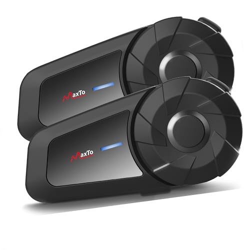MAXTO Motorcycle Bluetooth Headset, MX1 2-Riders 800M universal Intercom Communication Systems, HiFi Stereo Sound/IPX6 Waterproof/Call Music Control, Motorcycle Helmet Speaker-Intercom-Headset(2 pack) - Image 1