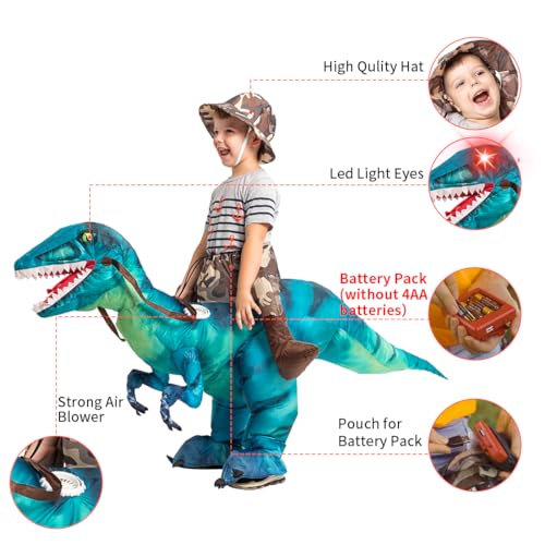 GOOSH Inflatable Dinosaur Costume for Kids Riding T Rex Funny Blow Up Boys Girls Costume for Halloween Fancy Dress Party Cosplay - Image 3