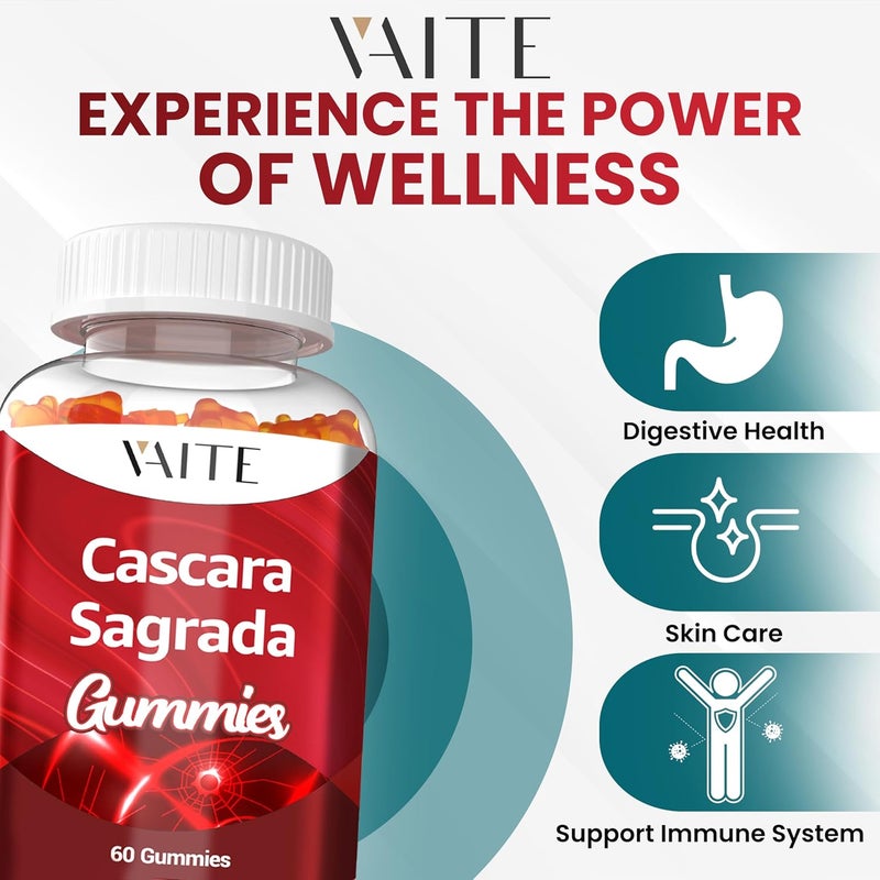 VAITE جومي كاسكارا ساغرادا مزيج الألياف مع قشر السيليوم والزنجبيل وبذور الشمر دعم لطيف للأمعاء راحة الأمعاء دعم عشبي نباتي للجميع يشجع على الراحة الهضمية 60 قطعة مضغ - Image 2