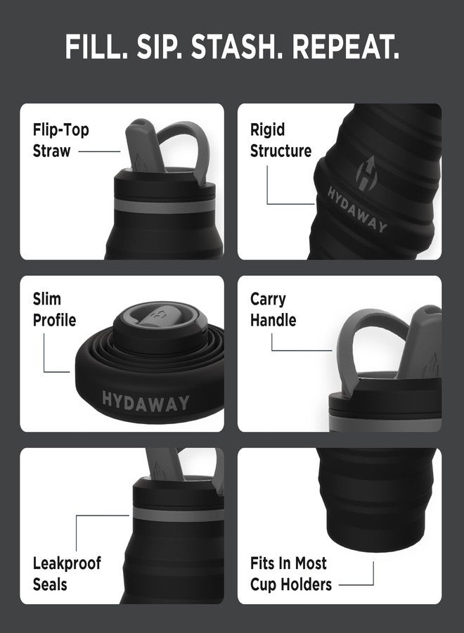 HYDAWAY Collapsible Water Bottle - 25oz I Reusable Water Bottle with Flip Top Lid for Travel, Hiking, Backpacking I Portable & Leakproof, Food-Grade Silicone, BPA Free, Collapses to 1.5” - Image 4