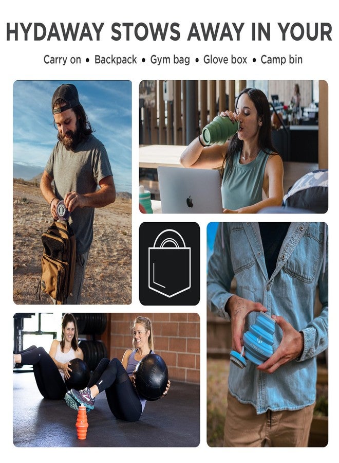 HYDAWAY Collapsible Water Bottle - 25oz I Reusable Water Bottle with Flip Top Lid for Travel, Hiking, Backpacking I Portable & Leakproof, Food-Grade Silicone, BPA Free, Collapses to 1.5” - Image 5