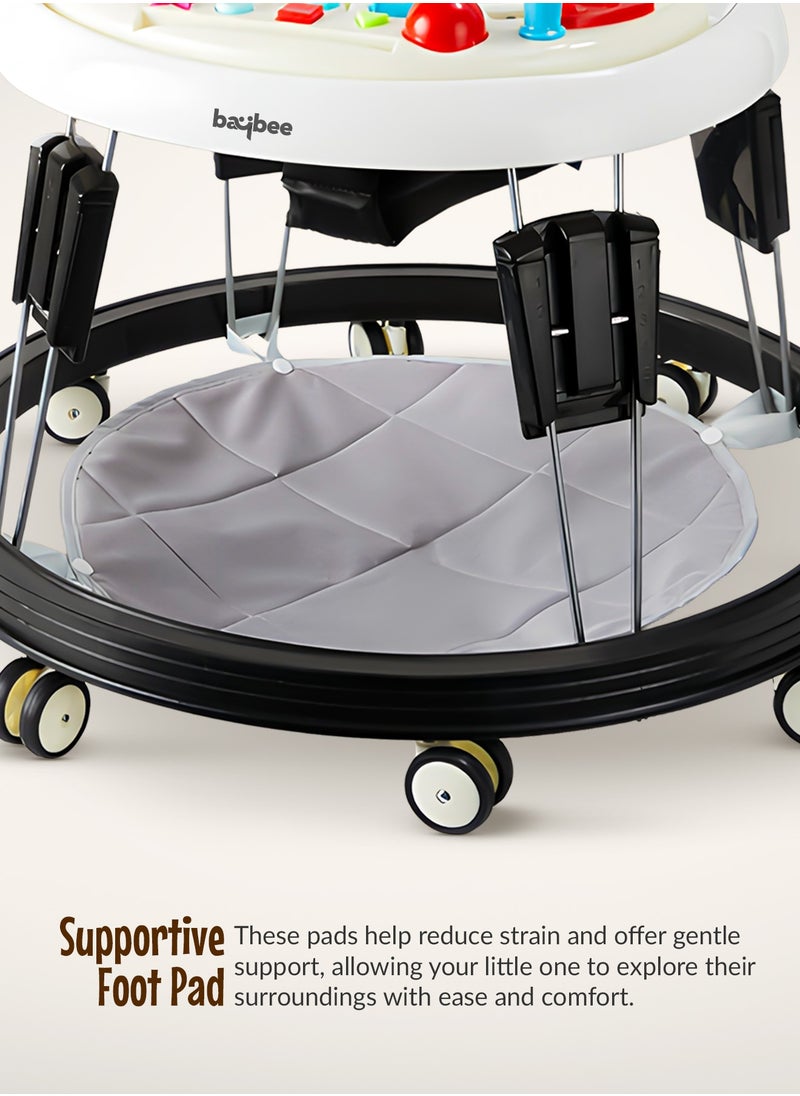BAYBEE Indy Pro Round Baby Walker for Kids with 5 Height Adjustable, Music & Food Tray | Foldable Kids Walker with Pu Leather Seat Cover & Footmat | Toddler Walker for Baby 6 to 18 Months Boys Girls Black  - Image 4