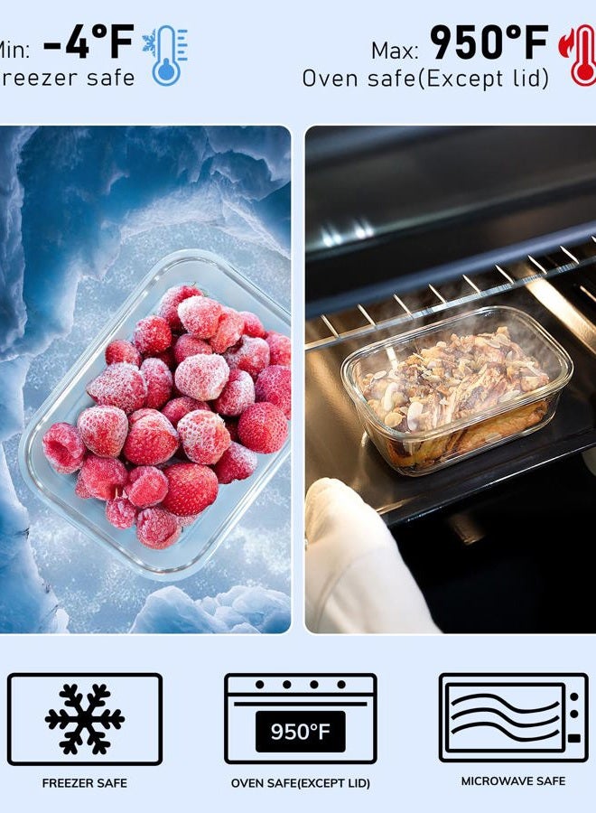 BOROHOUSE 5-Pack Borosilicate Glass Containers with Tempered Lids, 35.2oz/4.4 Cup Airtight Meal Prep Set, Microwave/Freezer Safe (Pink) - Image 4