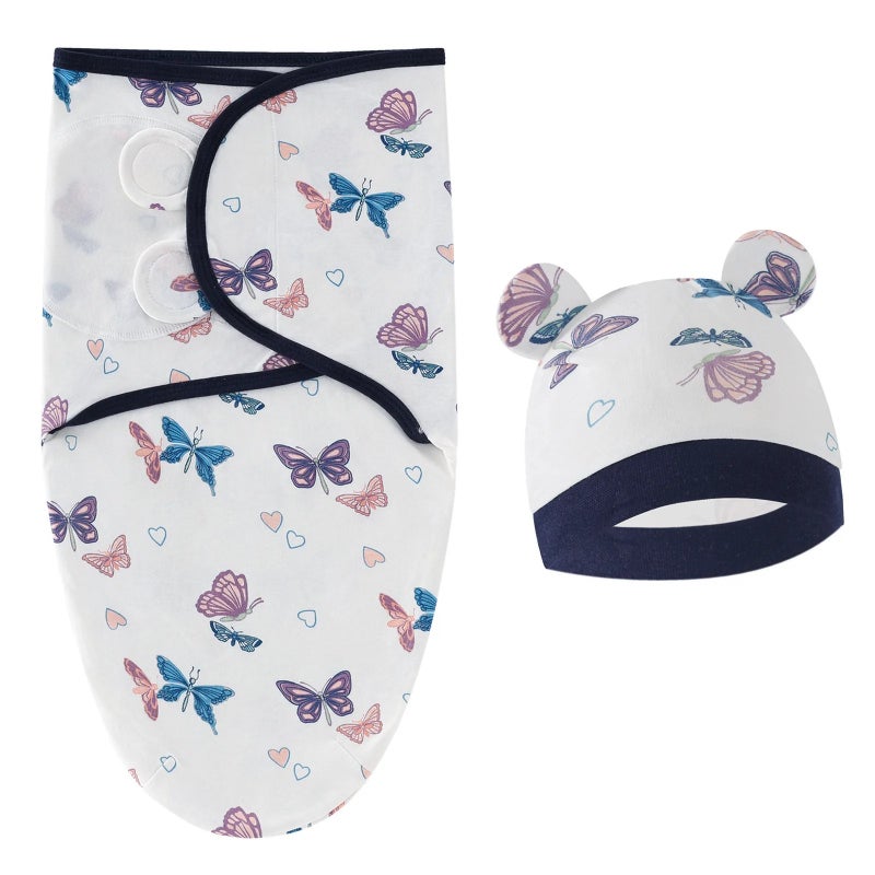 Y&D Baby Swaddle Wrap with Hat Set - Soft Cotton Swaddle Blanket for Newborn Infant Sleep (Swaddlers) - Image 1