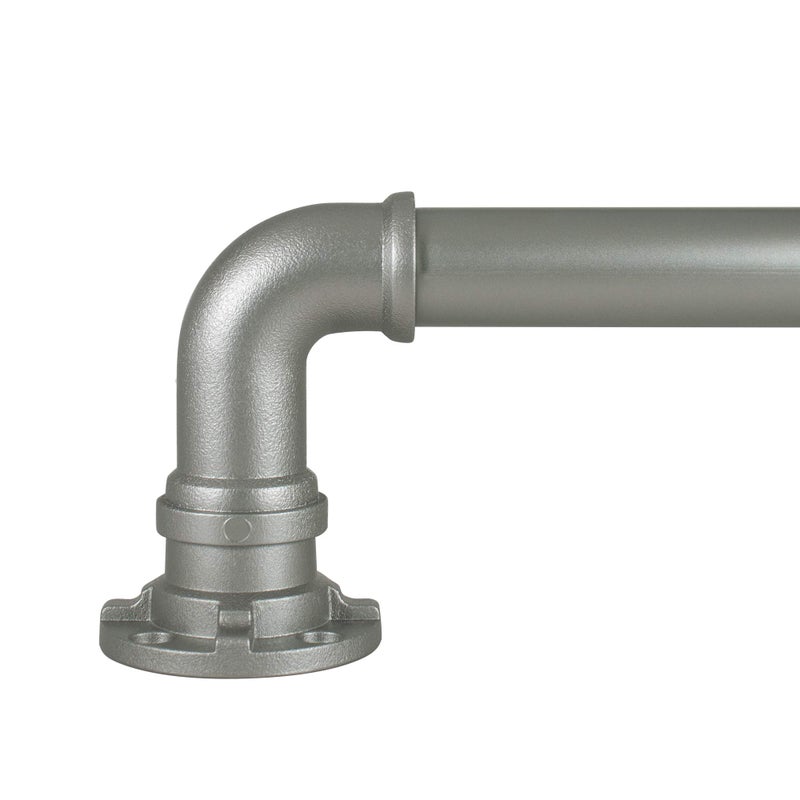 Decopolitan Industrial Wrap Around Telescoping Curtain Rod Set, 36-72 inch, Silver