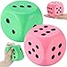 Zomiboo 2 Pcs 393 Large Foam Dice for Classroom Jumbo 6 Sided Giant Dice Casino Party Decoration Squeeze Anxiety Stress Relieve Toy Gifts for Valentines Day Adults Kids Board Game Pink Green - Image 2