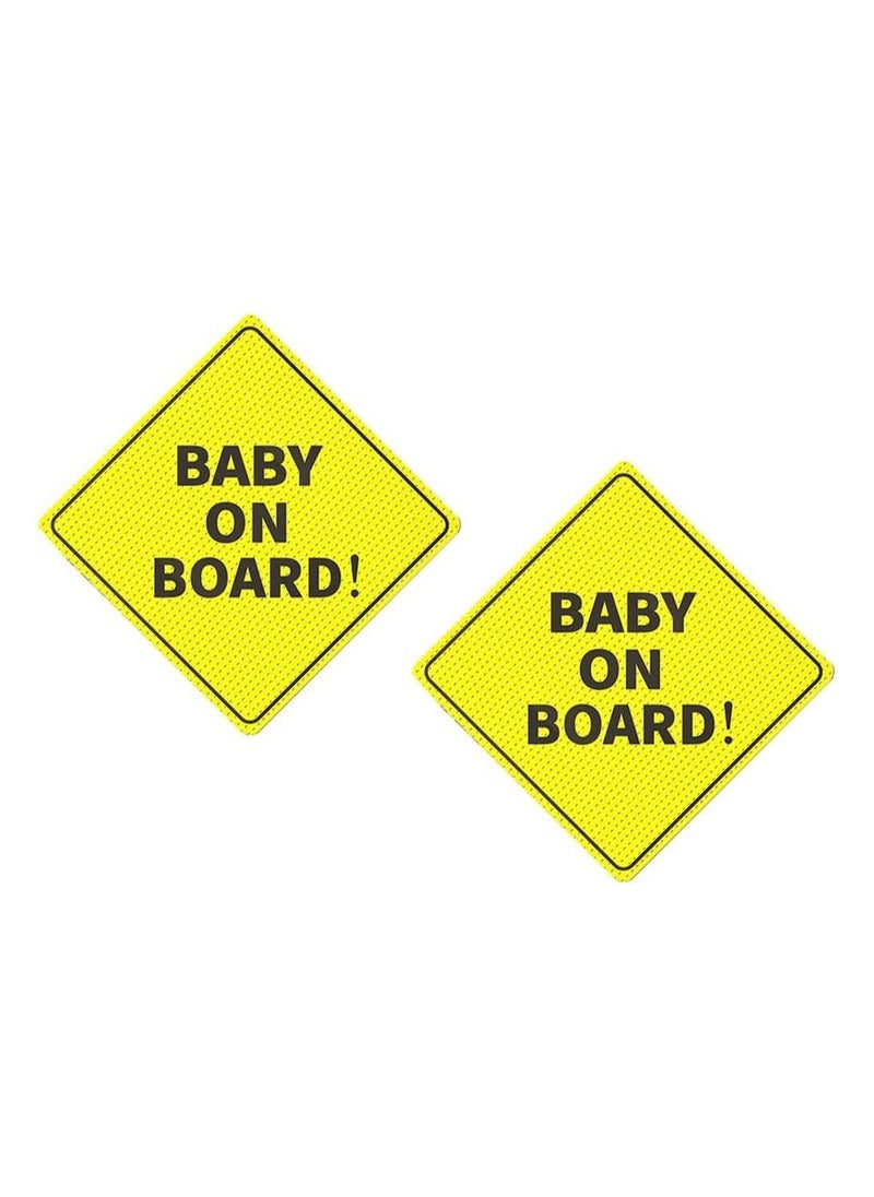 Rubik 2 Pack Baby On Board Car Sign, Bright Yellow See-Through Safety Warning Sticker, No Need Suction Cup or Magnet Durable & Strong Adhesive (12.5x12.5cm)  - Image 1