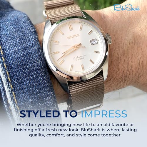 BluShark - Original Collection Military-Style Waterproof Watch Strap, Fits All Timepiece Brands, Durable Nylon Wristwatch Accessories with Stainless Steel Buckle, Burnt Umber, 18mm - Image 5