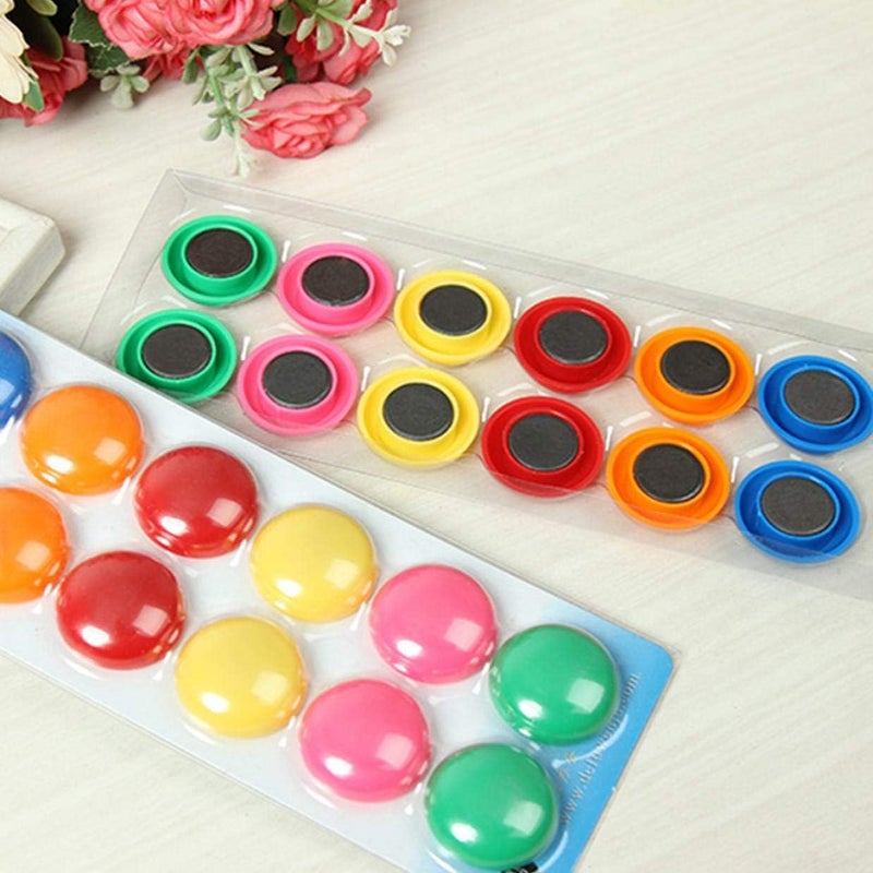 EZI TIENO 60pcs Assorted Whiteboard Magnets Round Button Fridge Magnet Refrigerator Office Kitchen Decorative 6 Colors - Image 2