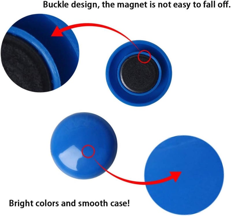 EZI TIENO 60pcs Assorted Whiteboard Magnets Round Button Fridge Magnet Refrigerator Office Kitchen Decorative 6 Colors - Image 3