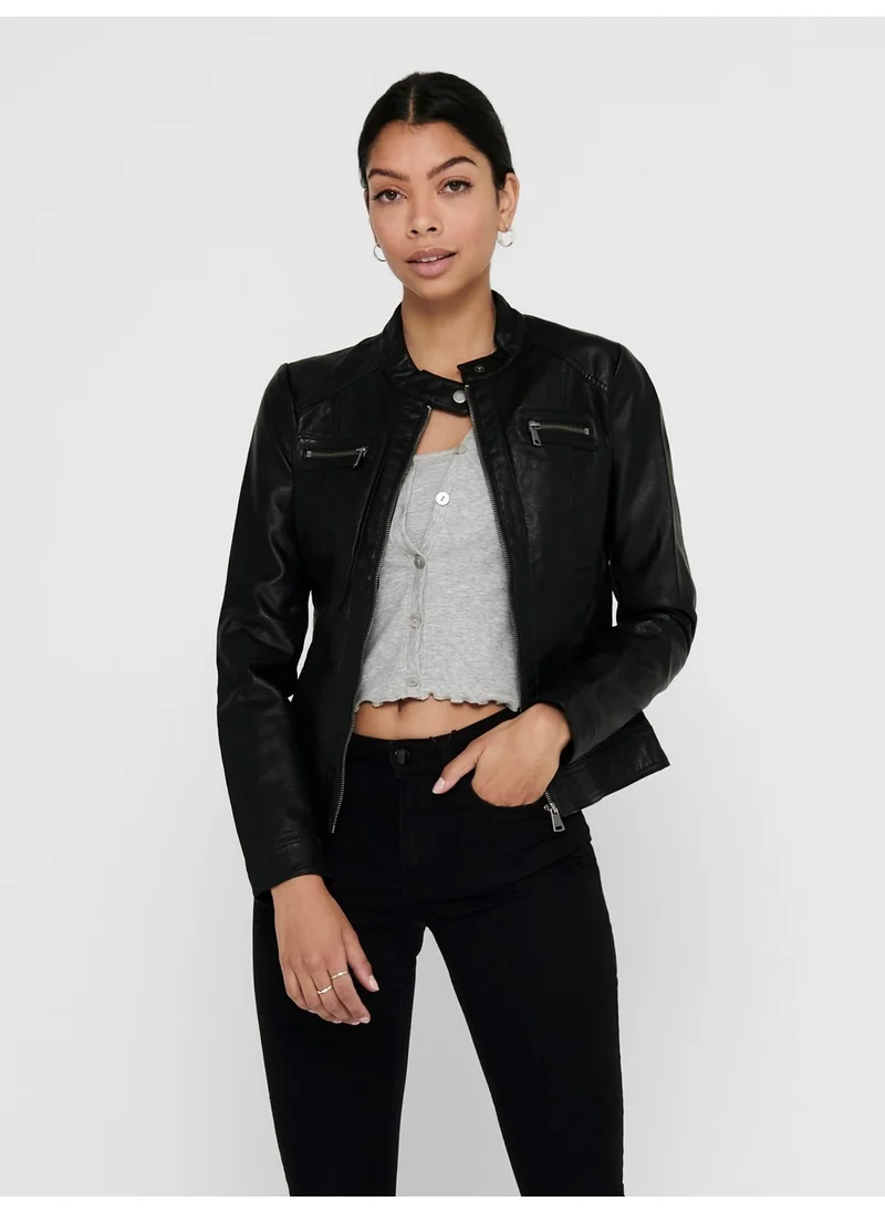اونلي 15081400 Women's Leather Jacket Black